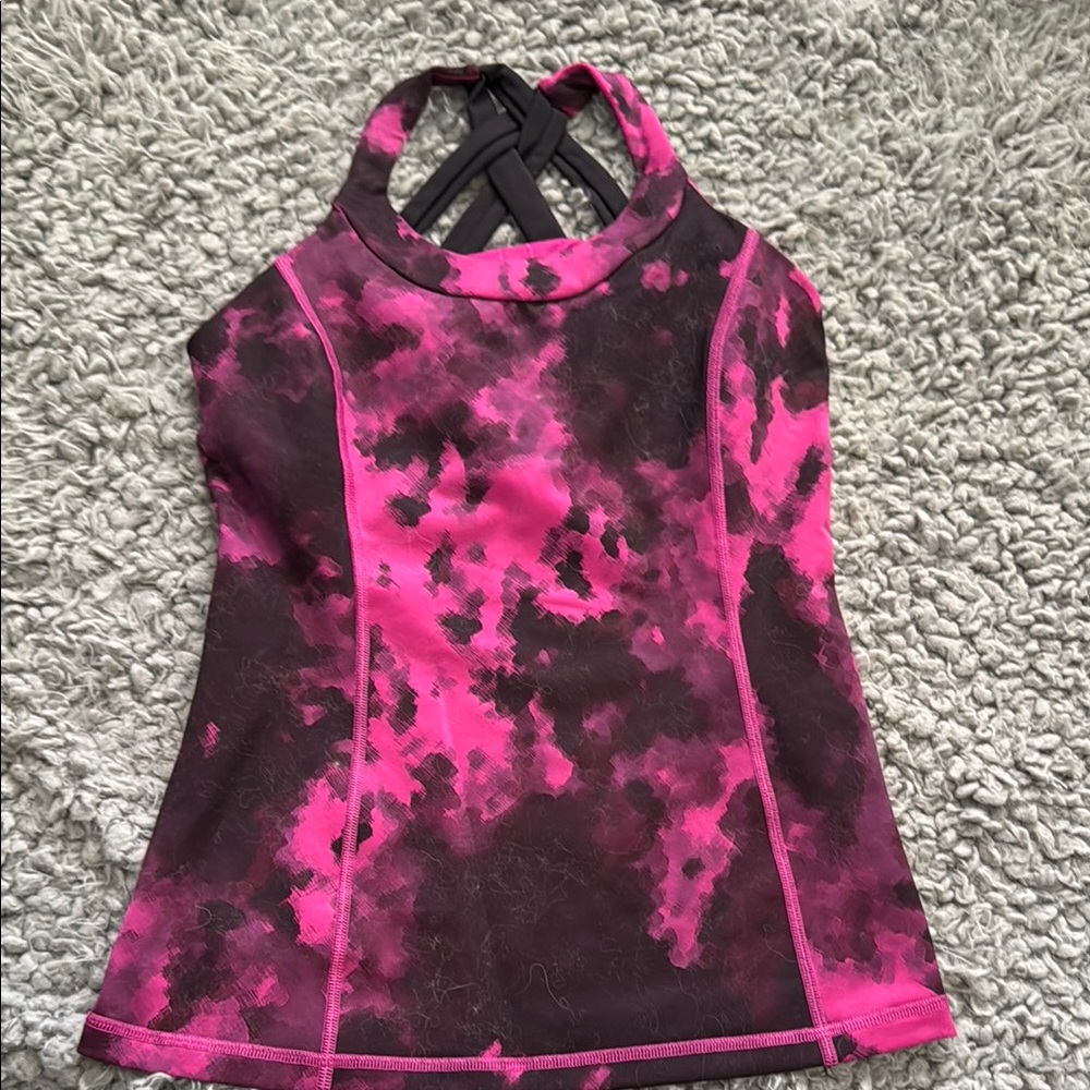 Lululemon Pink and Black Print Tank 6